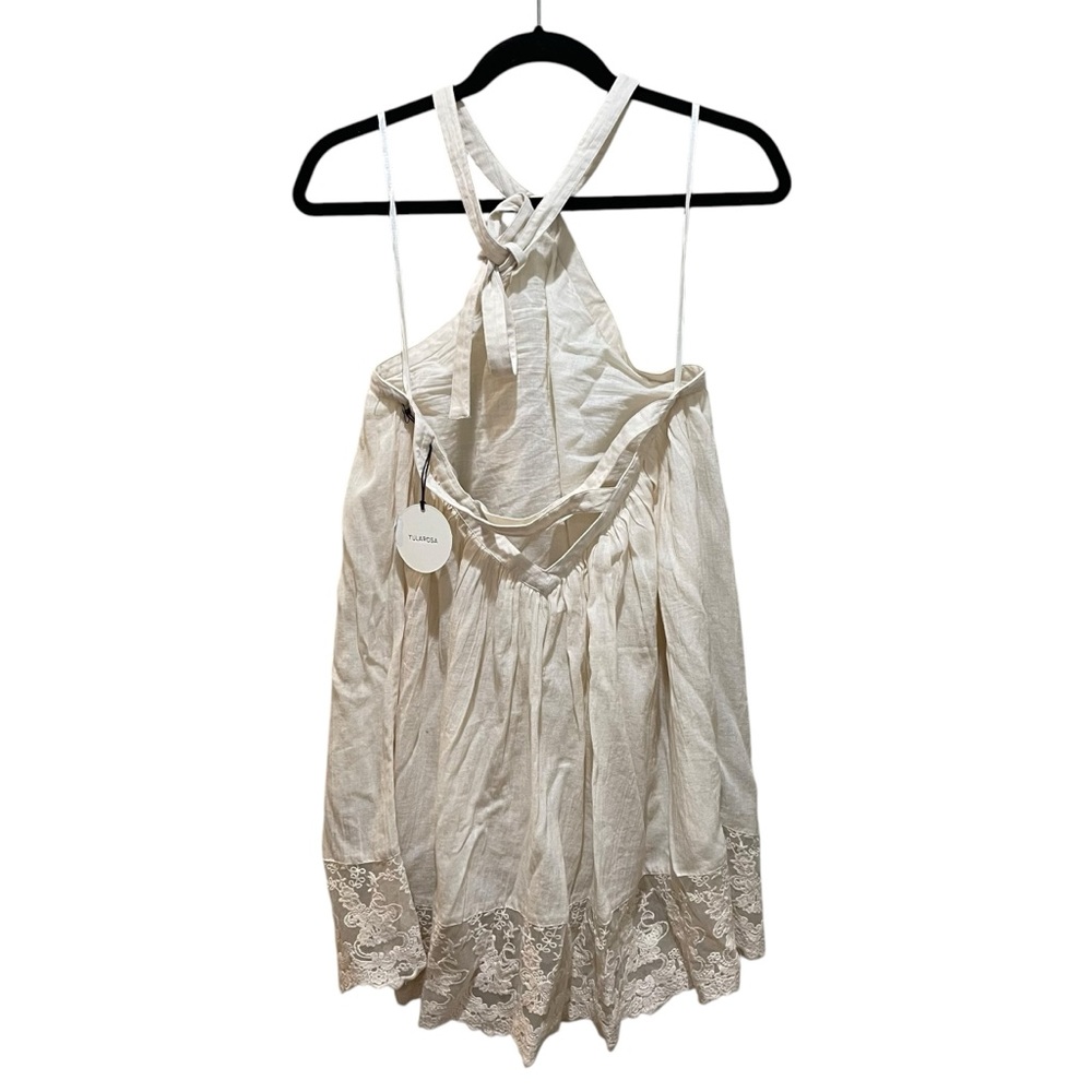 Tularosa Holden Halter Mini Dress Sleeveless Lace Trim Cream Size Small - Picture 6 of 9